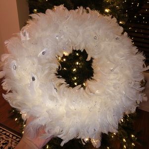White Feather Christmas Wreath